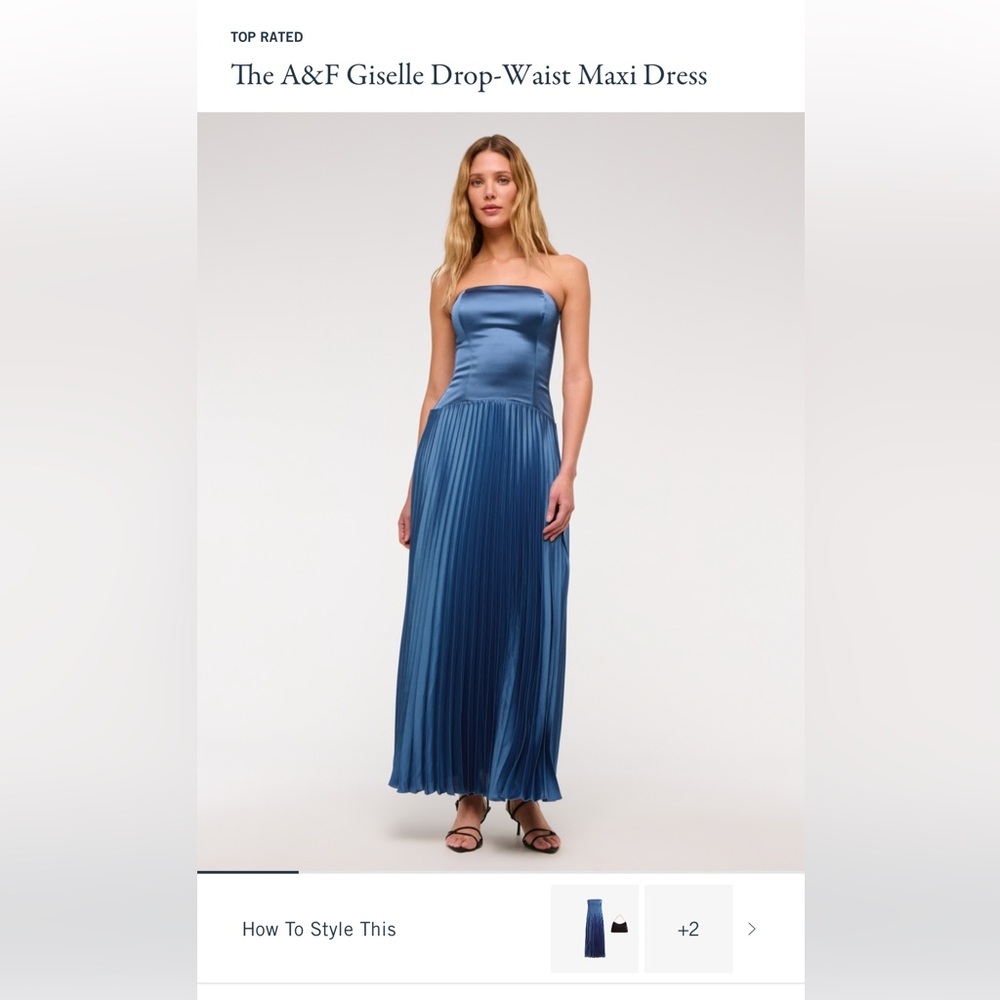 NWT Abercrombie and Fitch Giselle Drop-waist maxi dress Dutch blue XSpetite